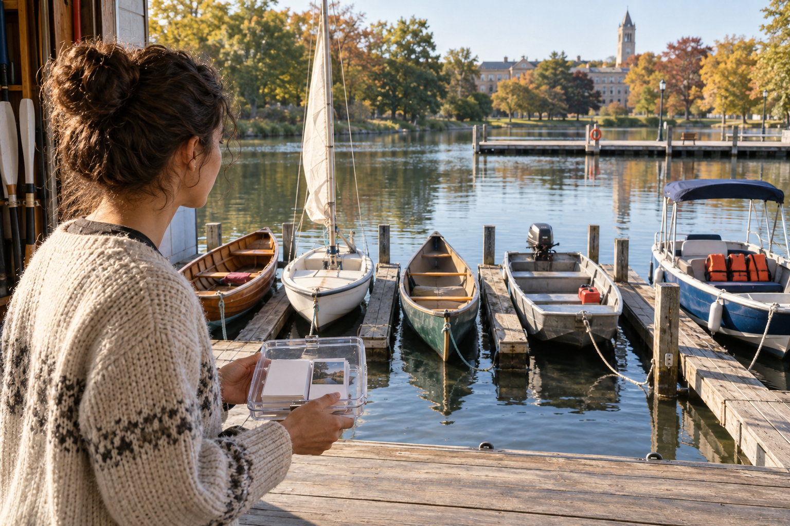 A student holding a sample study set compares five boats before choosing a free Quizlet alternative and testing the migration round trip